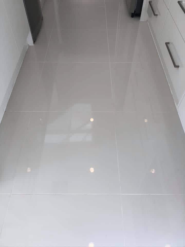 white tile cleaning after