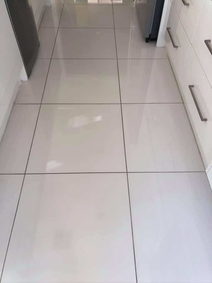 white tile cleaning after